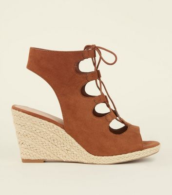 new look wide fit espadrille wedges in tan