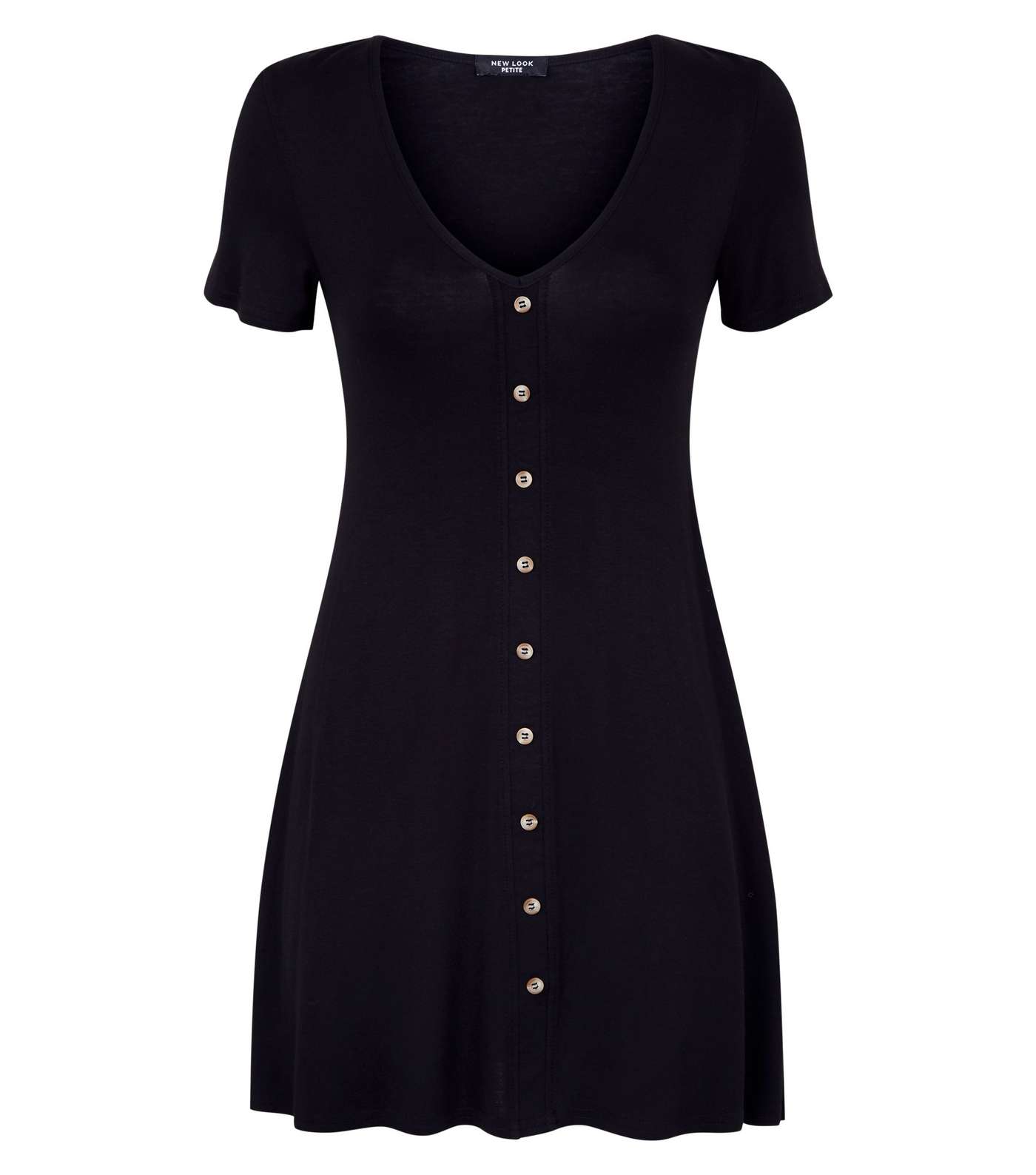 Petite Black Button Front Tea Dress Image 4