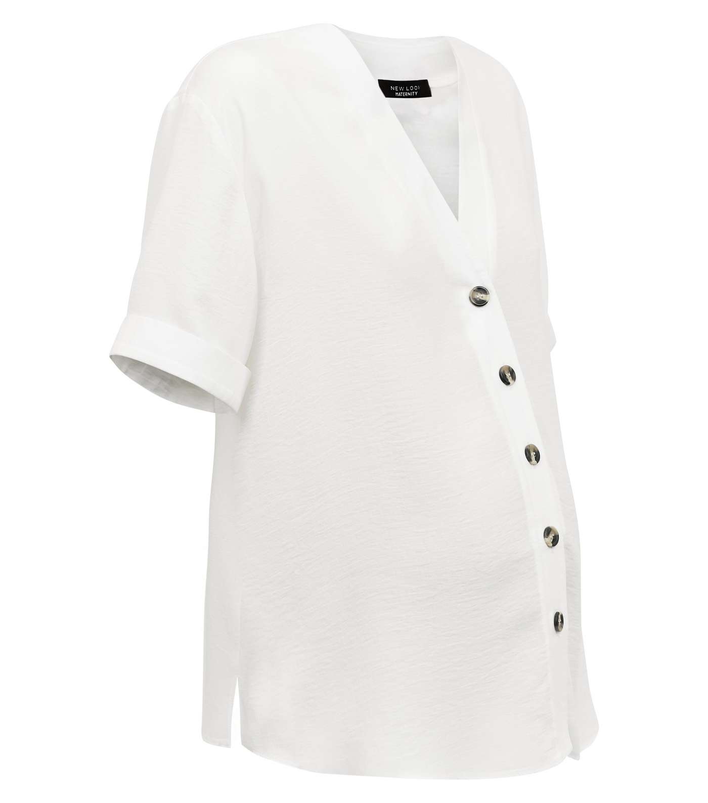 Maternity Off White Button Front Boxy Shirt Image 4