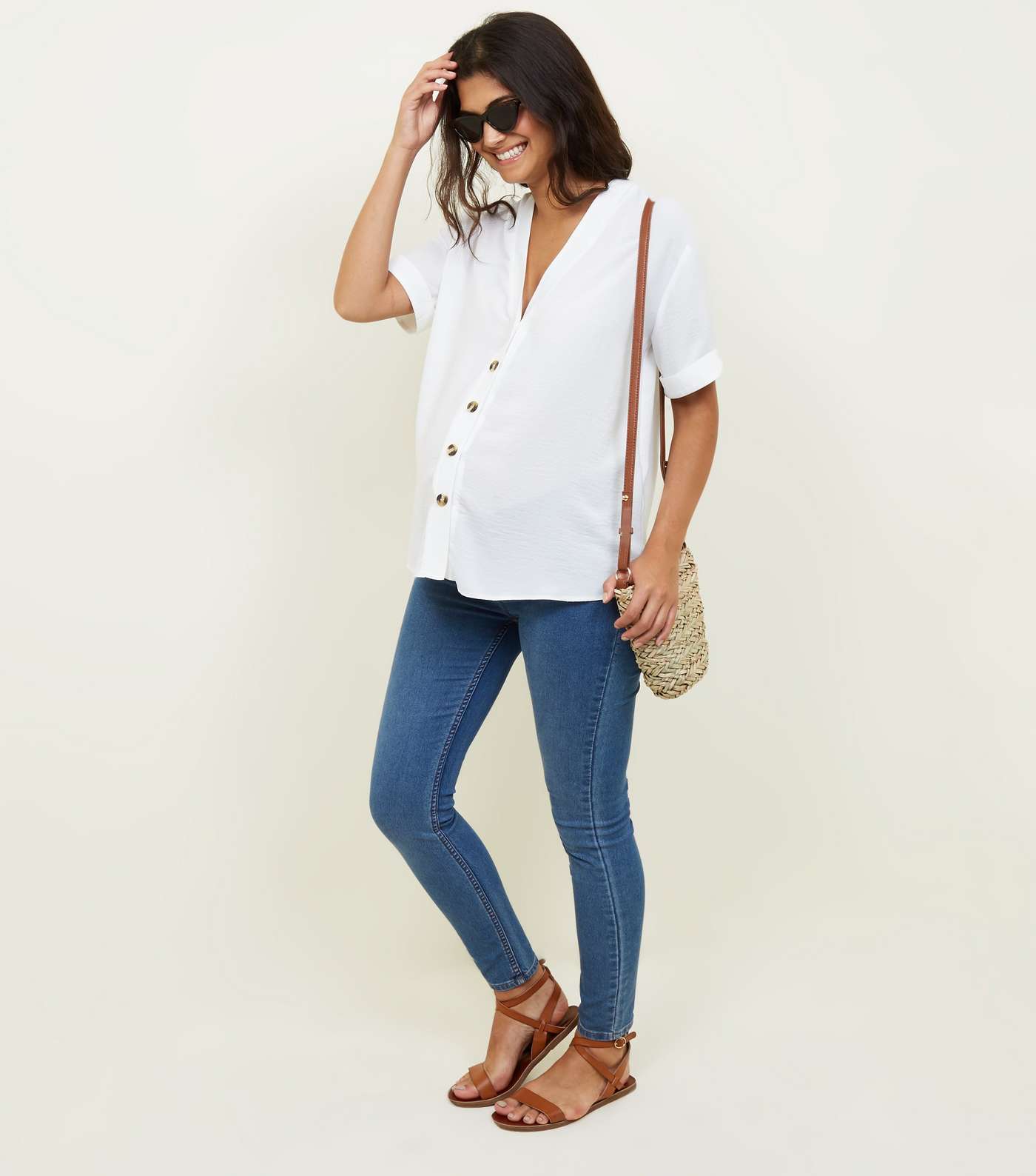 Maternity Off White Button Front Boxy Shirt Image 2