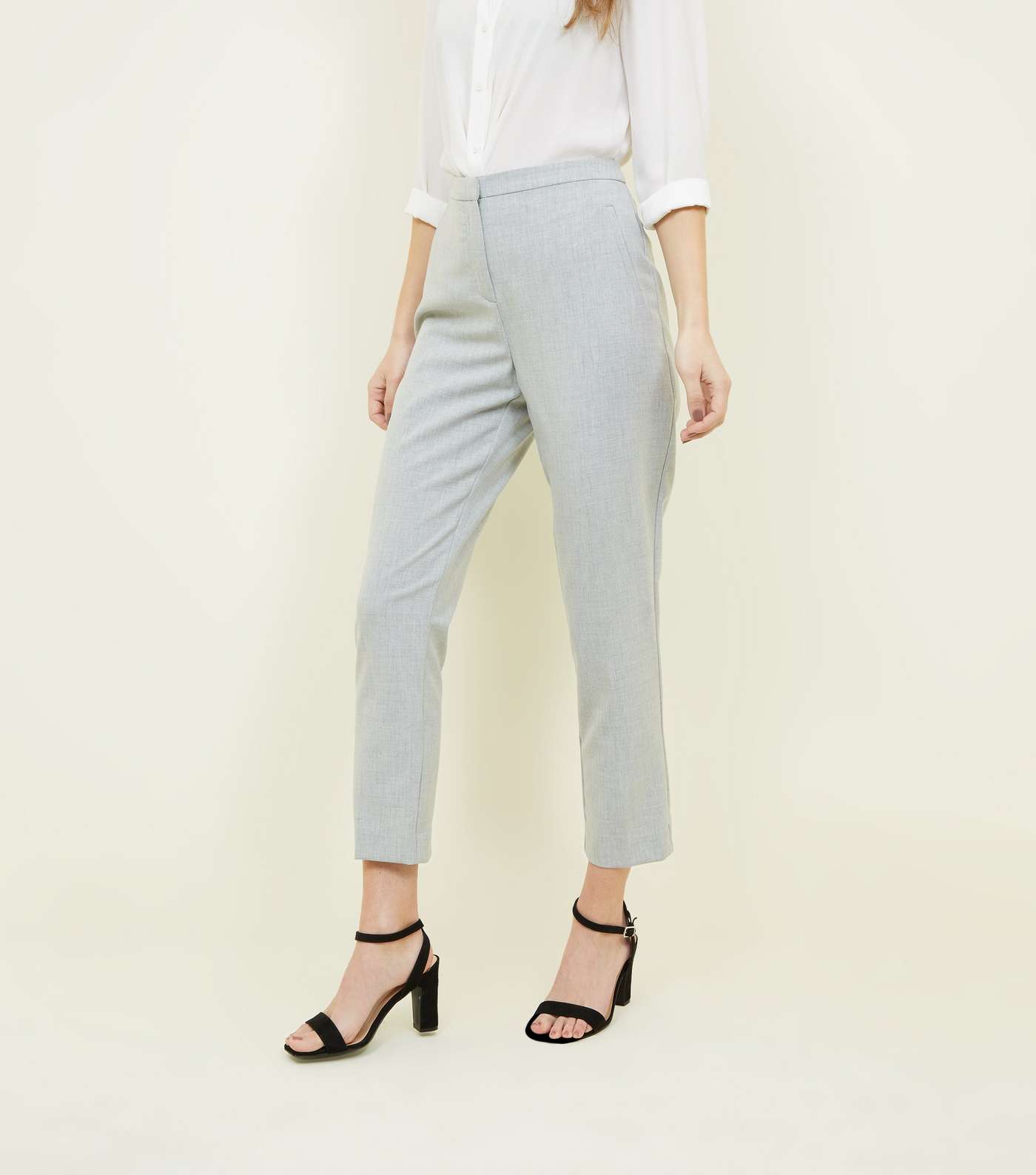 Pale Grey Marl Tapered Trousers Image 2
