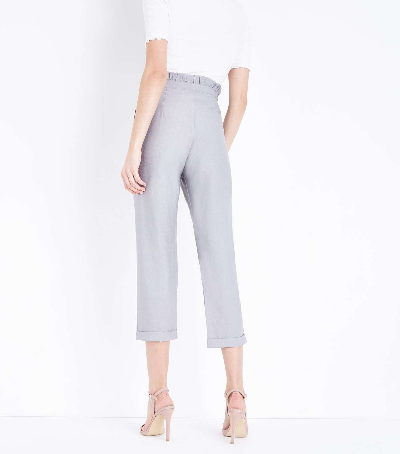 Cameo Rose Grey Cropped Paperbag Trousers Image 3