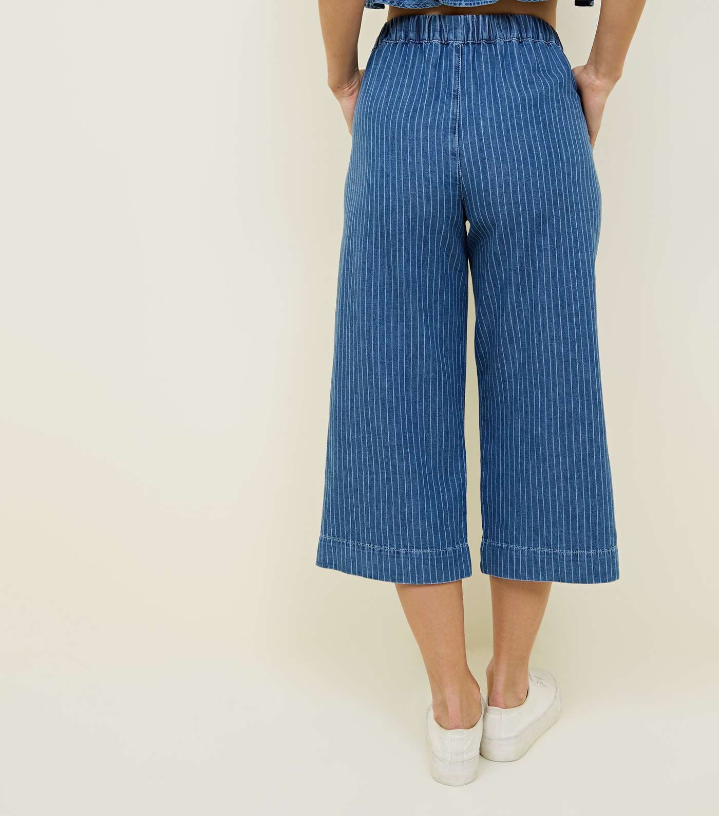 Blue Stripe Denim Culottes Image 3