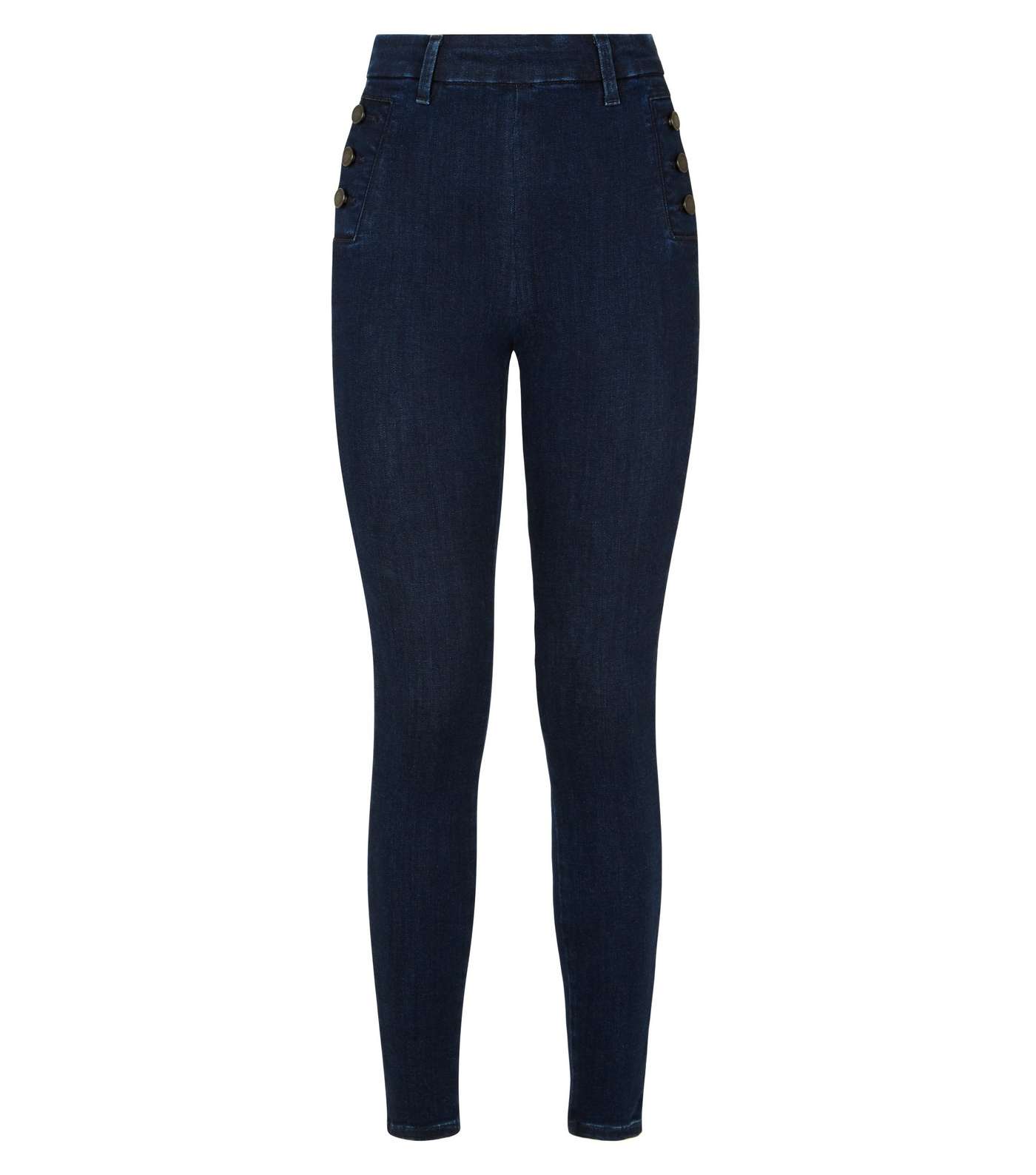 Blue High Waist Zip Back Skinny Hallie Jeans  Image 4