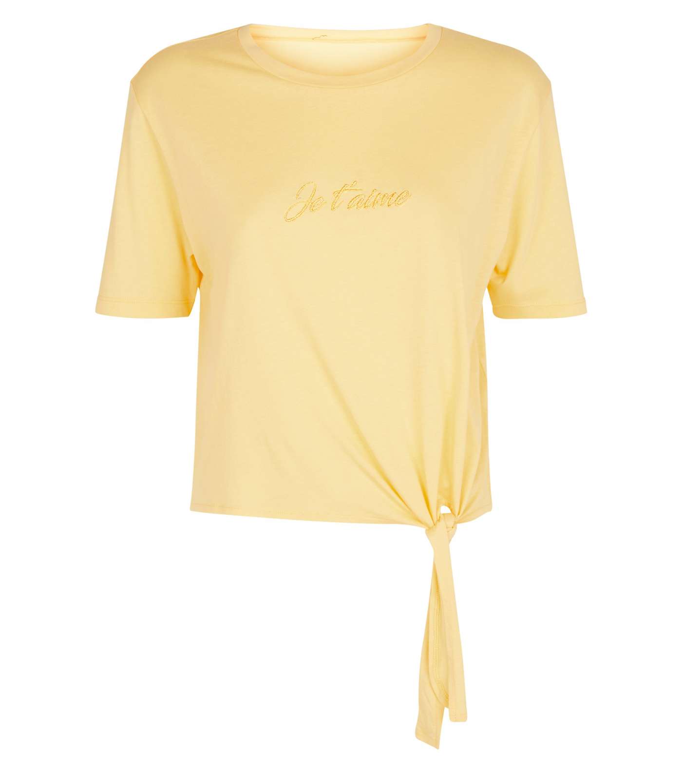Mustard Je T'aime Embroidered Tie Side T-Shirt Image 4