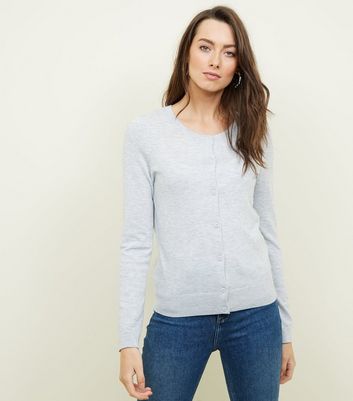 grey crew neck cardigan