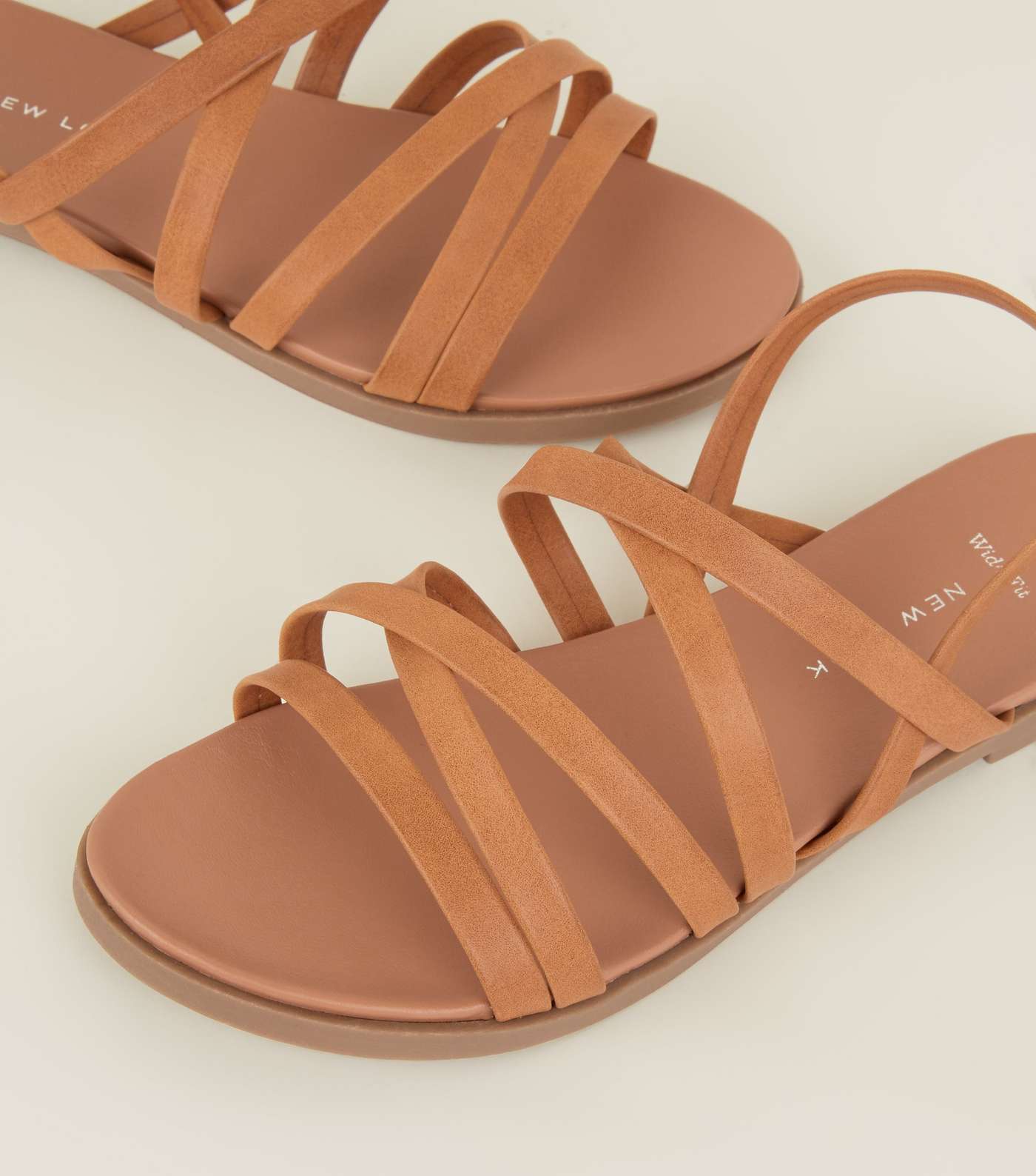 Wide Fit Tan Strappy Footbed Sandals Image 4
