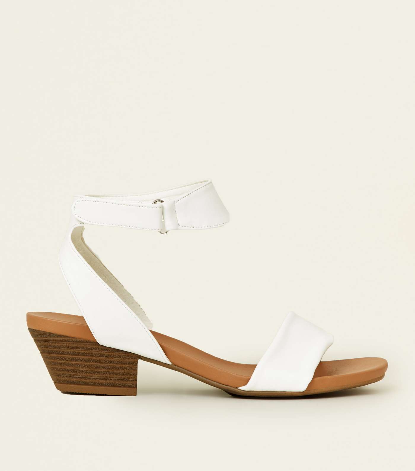 Wide Fit White Cuban Heel Footbed Sandals