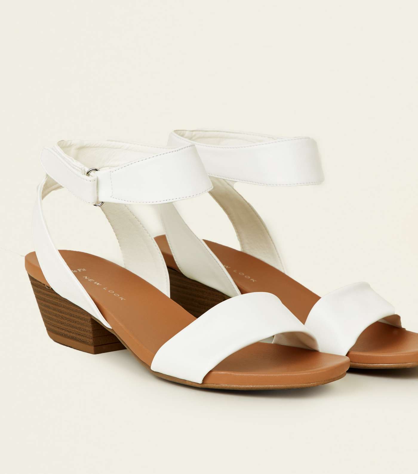 Wide Fit White Cuban Heel Footbed Sandals Image 3