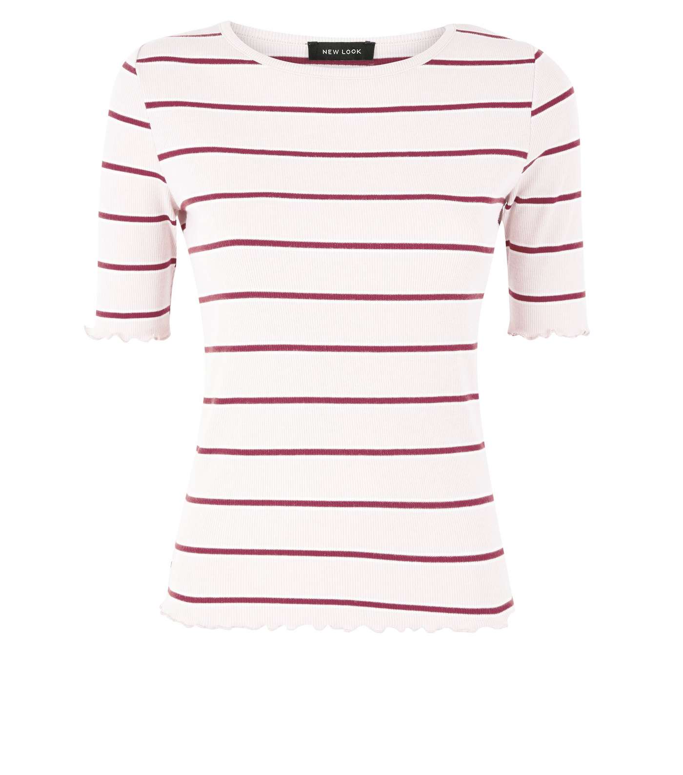 Pink Stripe Frill Edge T-Shirt  Image 4