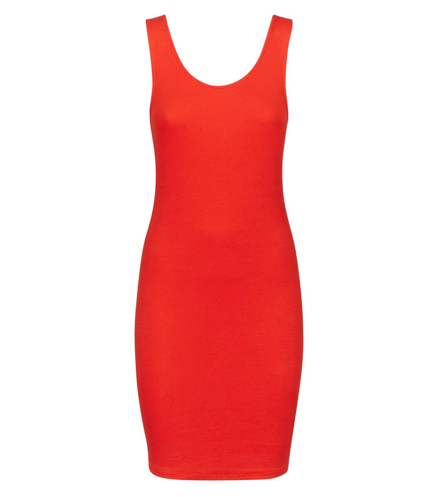 Red Ribbed Sleeveless Bodycon Dress Image 4