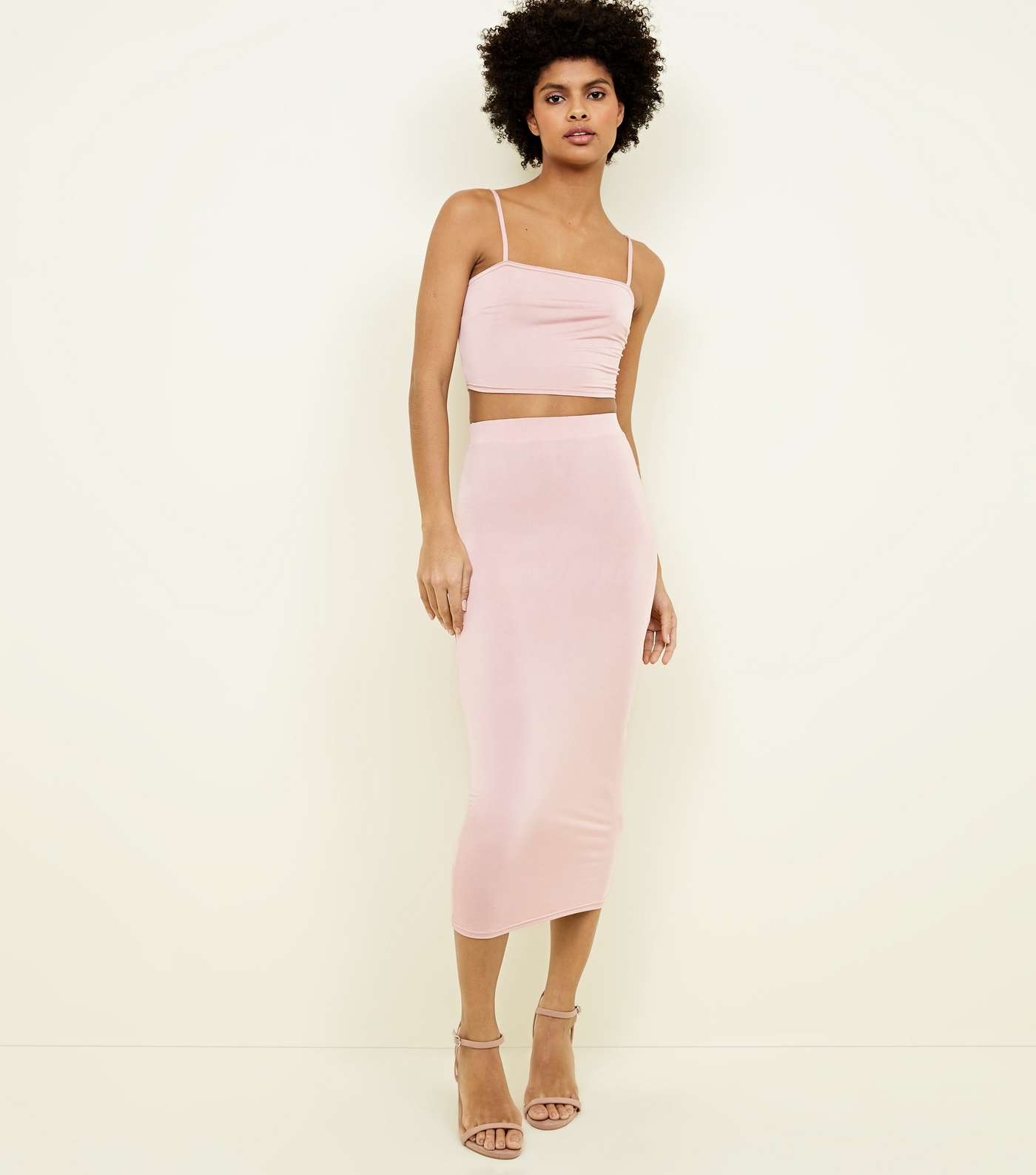 Pale Pink Square Neck Cropped Cami Image 2