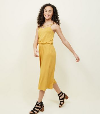 mustard ribbed jumpsuit