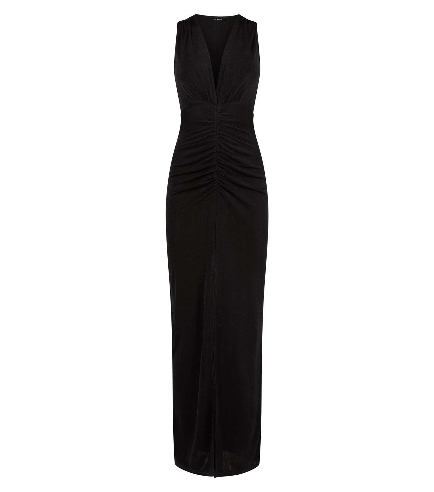 Black Ruched Maxi Dress Image 3