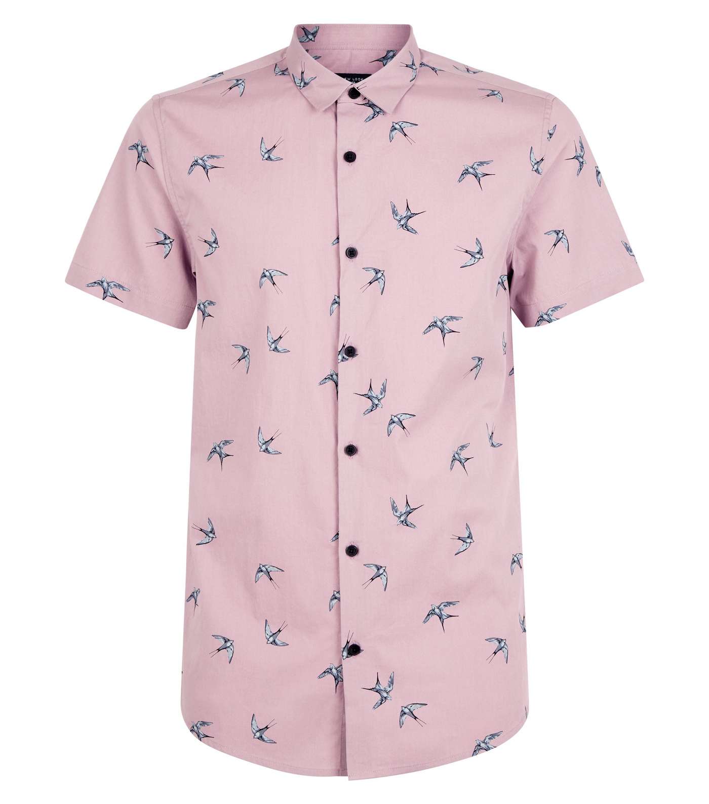 Pink Bird Print Short Sleeve Shirt Image 4
