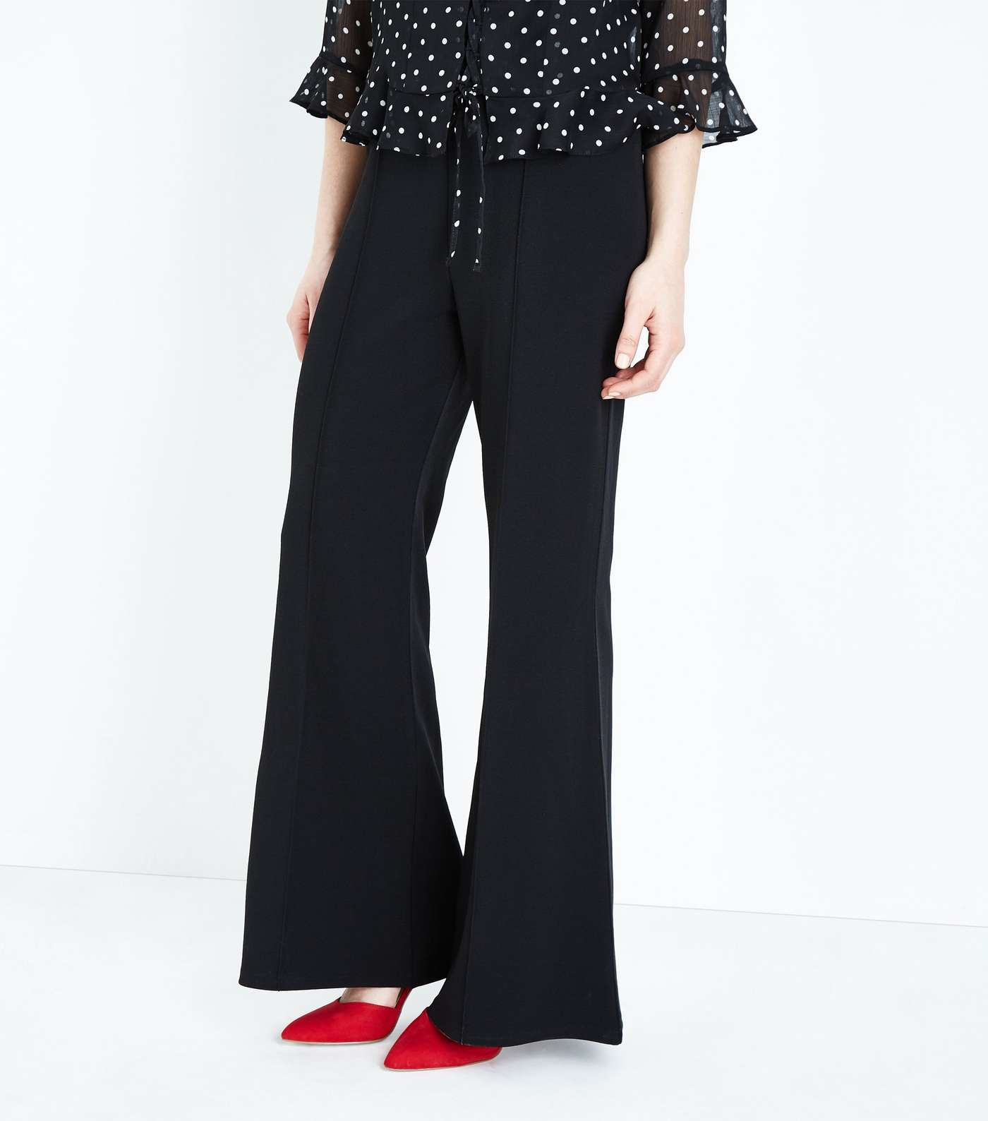 Cameo Rose Black Piped Flared Trousers Image 2