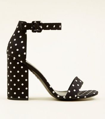 black and white polka dot heels