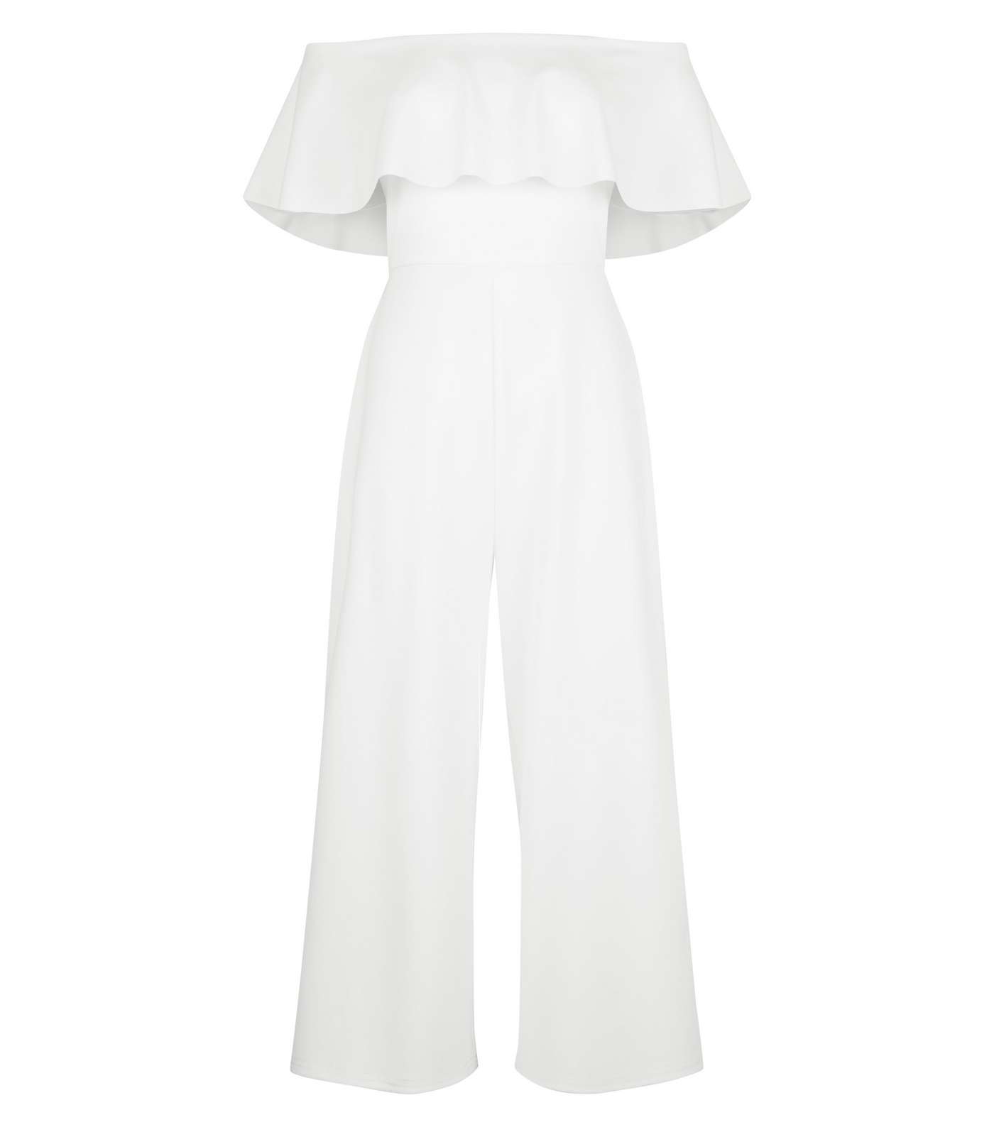 White Frill Bardot Culotte Jumpsuit  Image 4