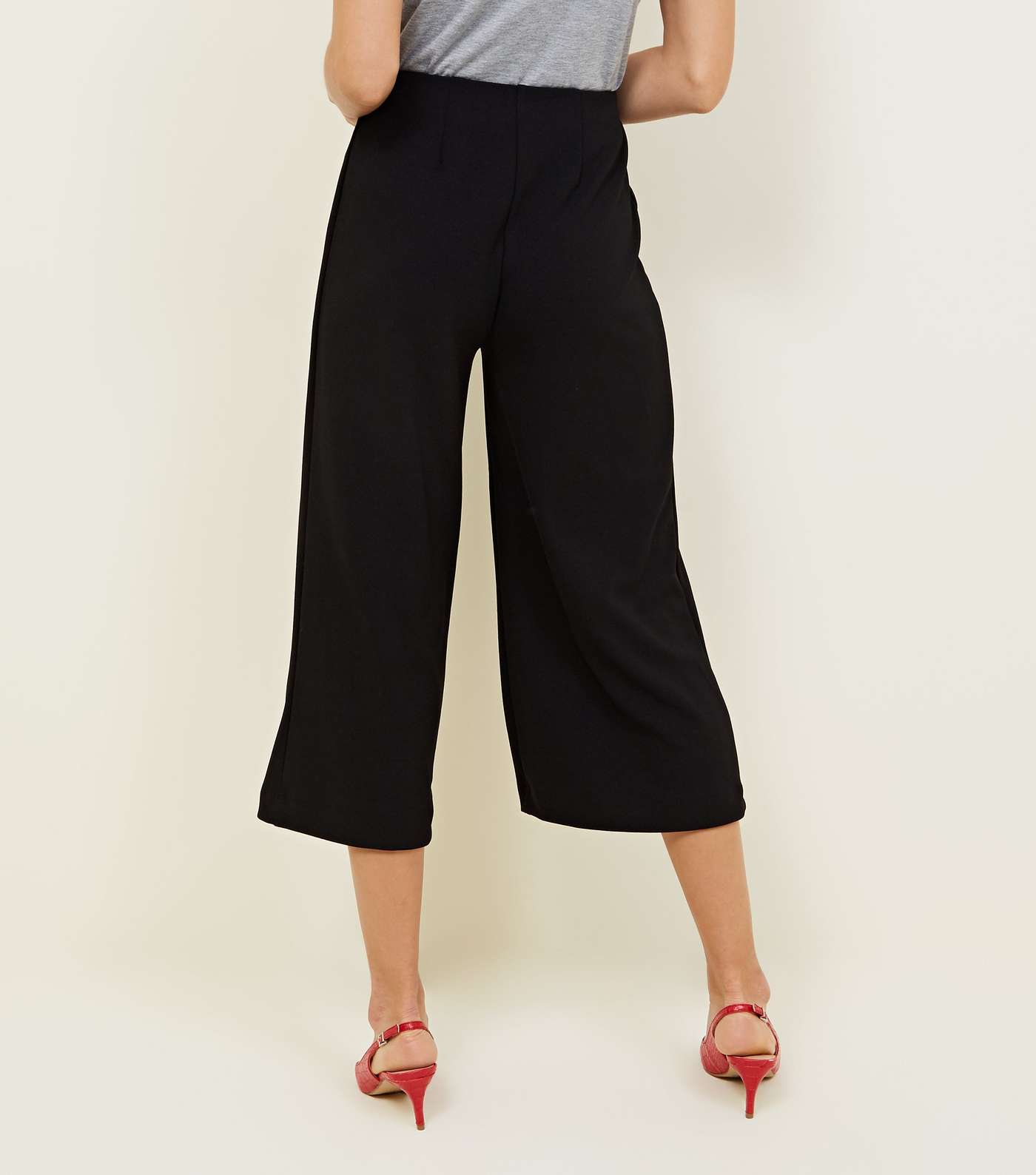 Black Ring Pull Zip Front Crepe Culottes Image 3