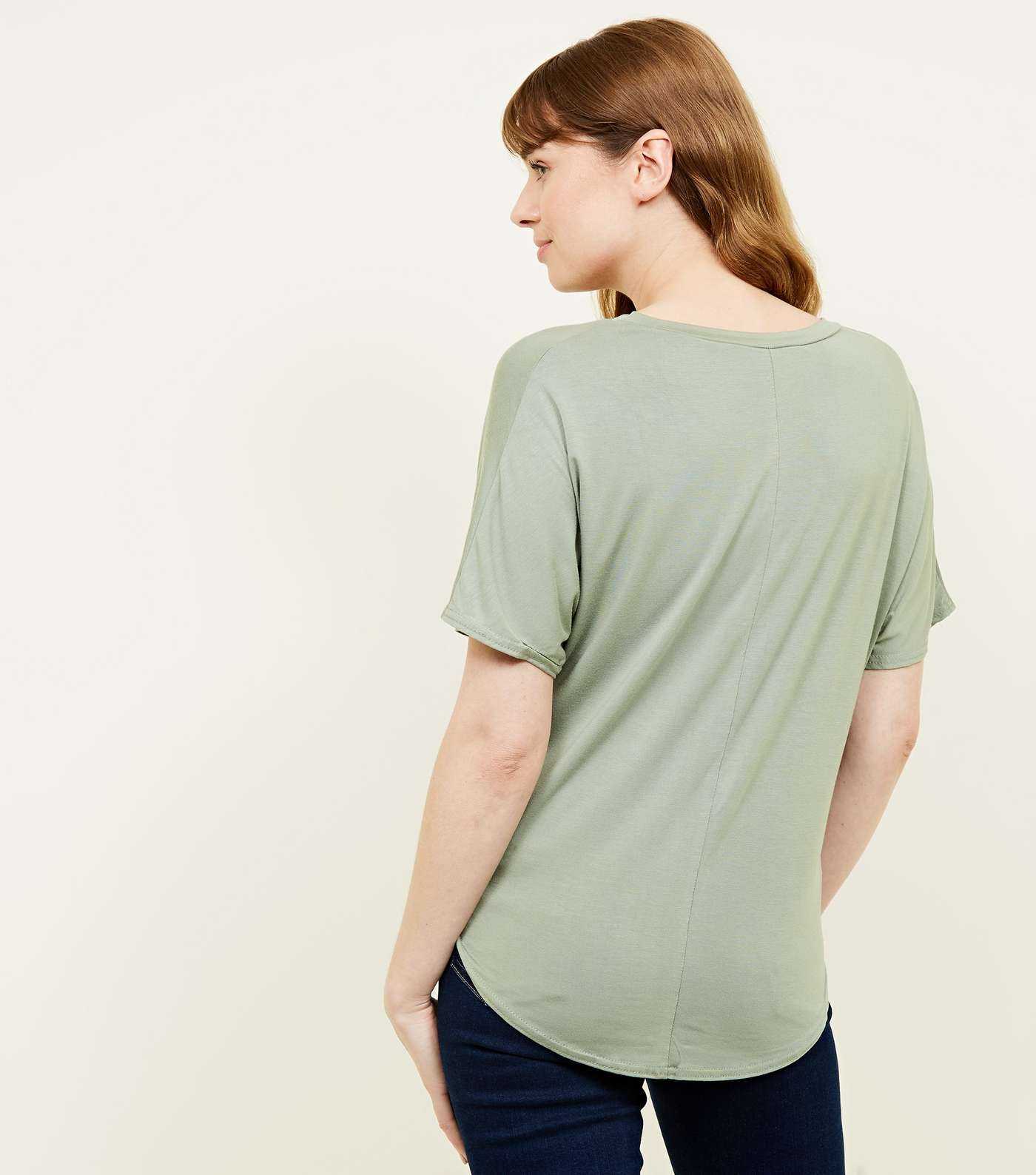 Olive Green Tie Side T-Shirt Image 3