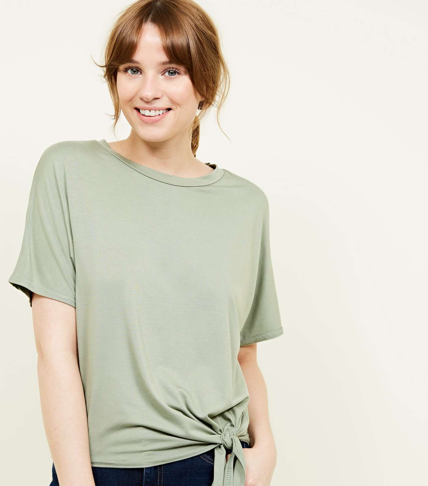 Olive Green Tie Side T-Shirt Image 5
