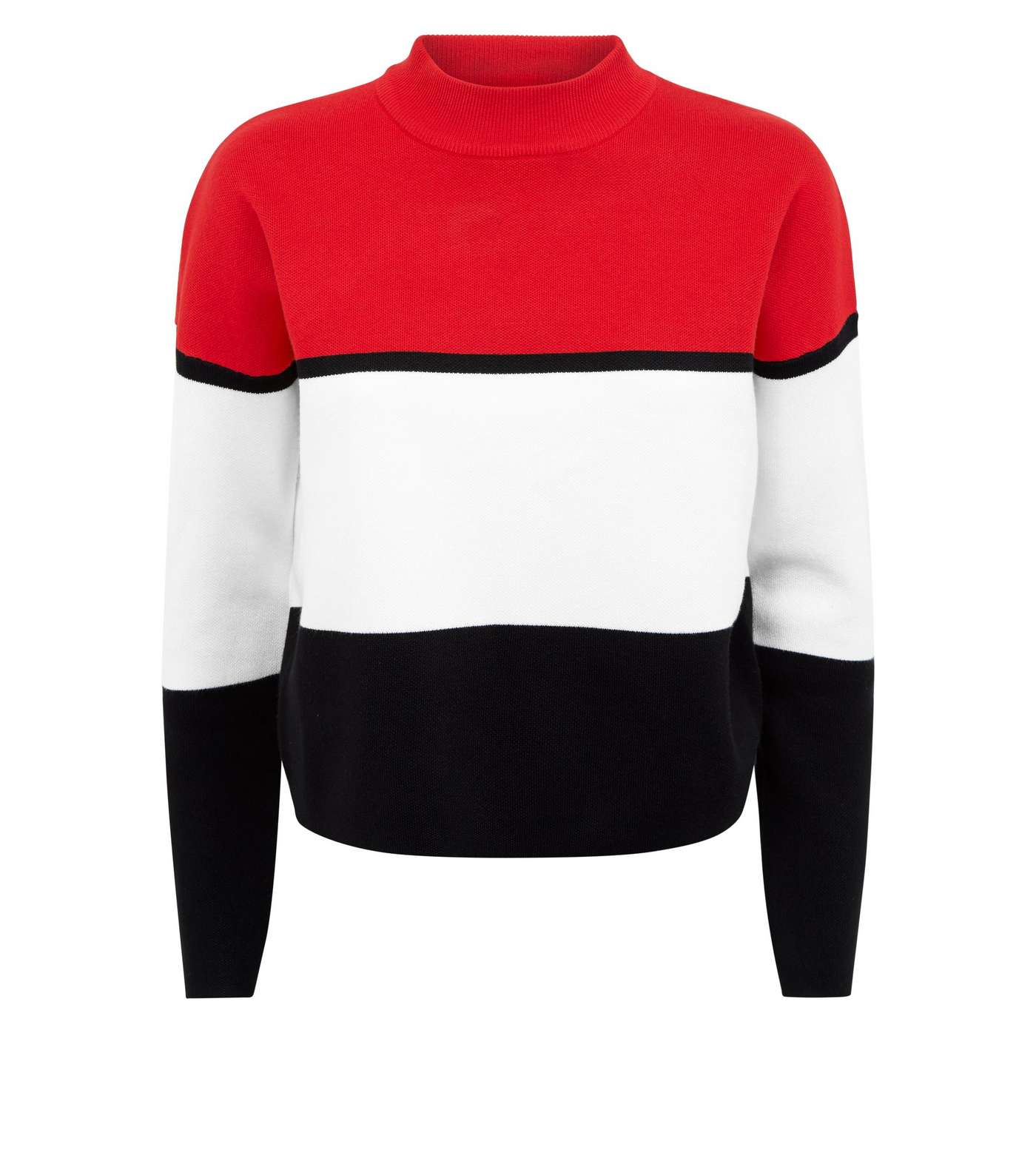 Red Colour Block High Neck Sweatshirt Image 4
