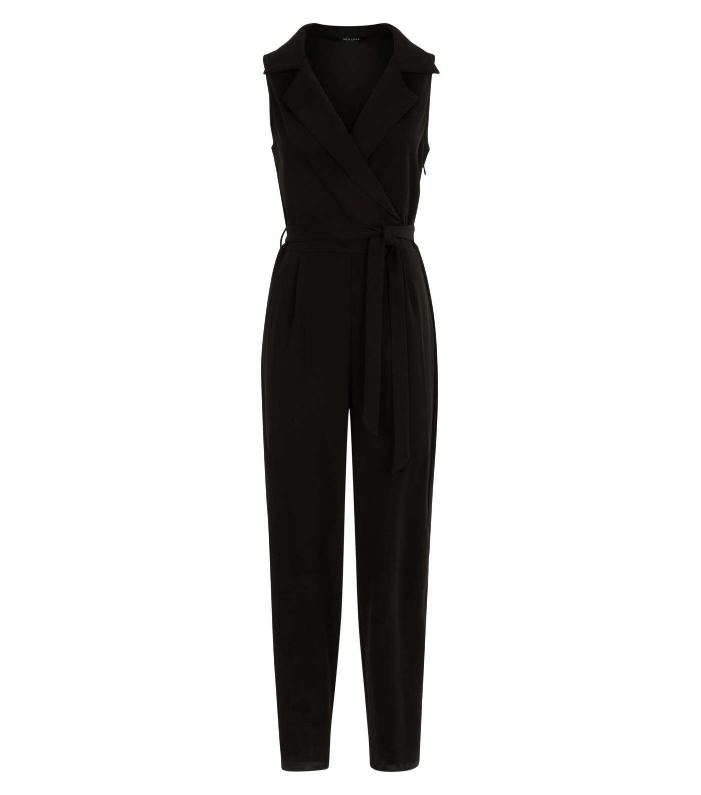 Black Sleeveless Tuxedo Jumpsuit Image 3
