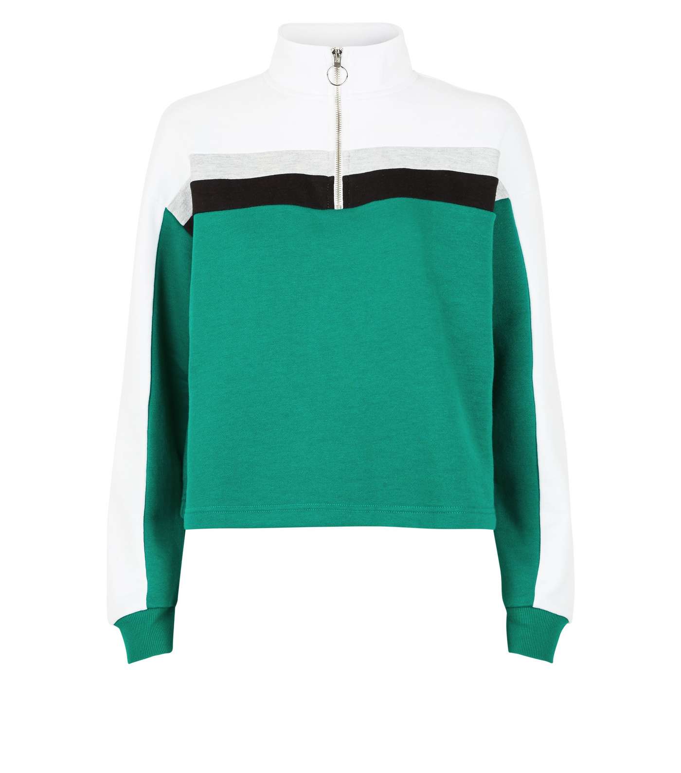 Green Colour Block Half Zip Sweatshirt Image 4
