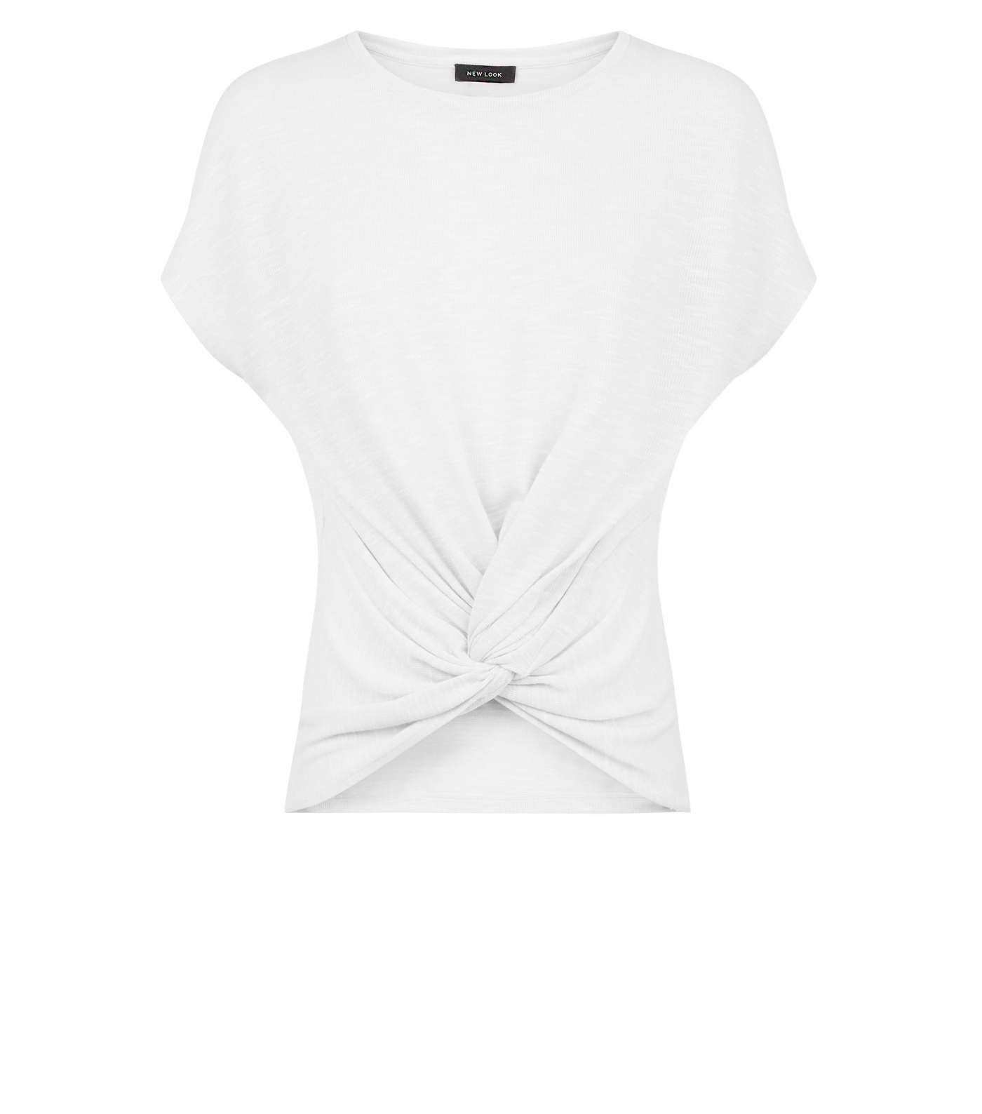White Twist Front Fine Knit T-Shirt Image 4