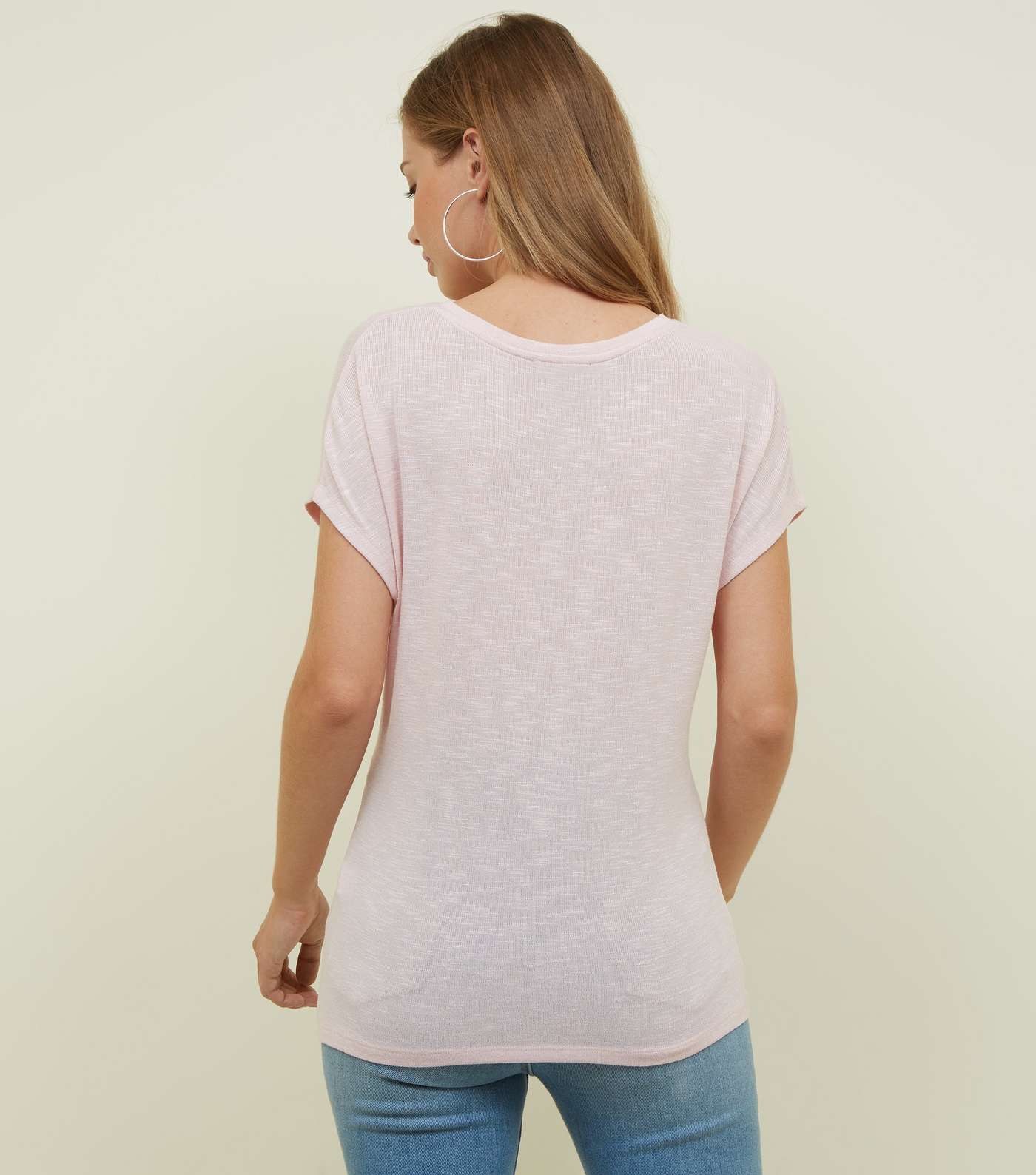 Pink Twist Front Fine Knit T-Shirt Image 3