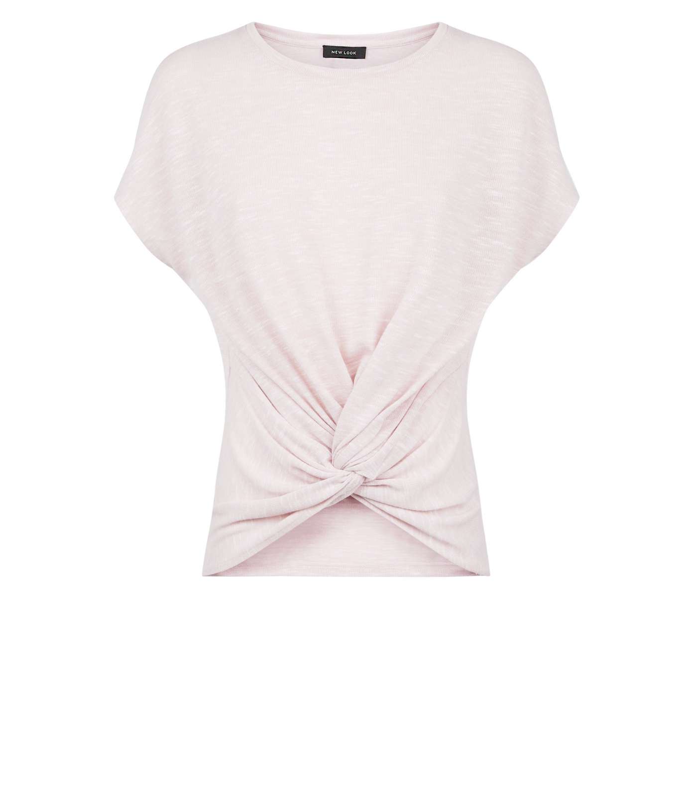 Pale Pink Twist Front Fine Knit T-Shirt Image 4