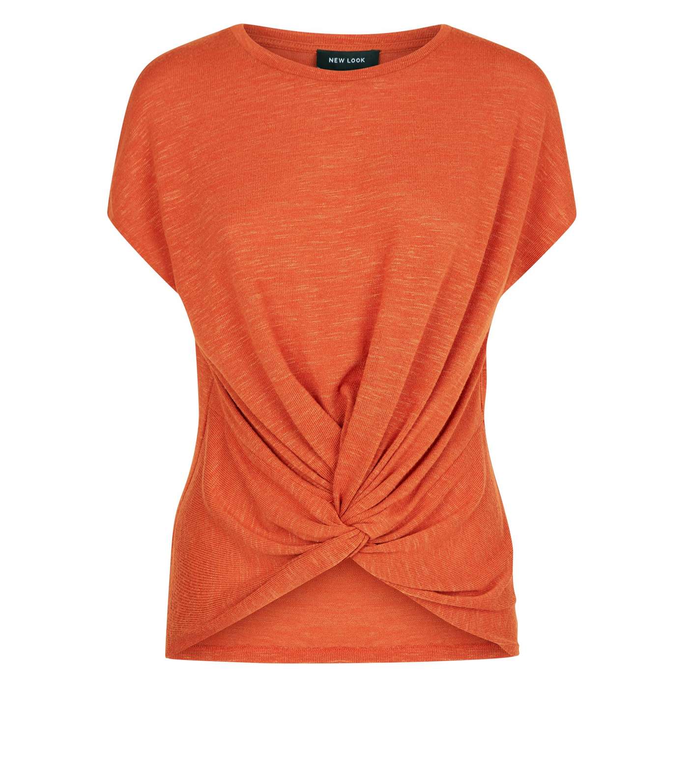 Orange Twist Front Fine Knit T-Shirt Image 4