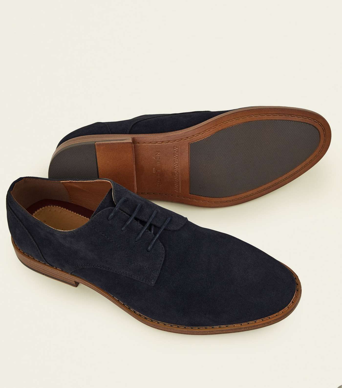Navy Faux Suede Lace-Up Desert Shoes Image 4