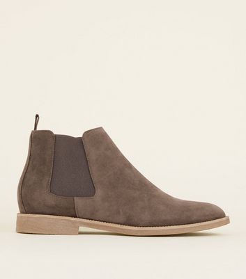 grey faux suede chelsea boots