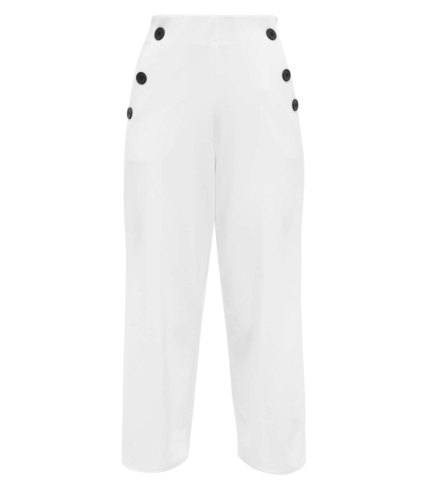White Scuba Button Side Cropped Trousers  Image 4