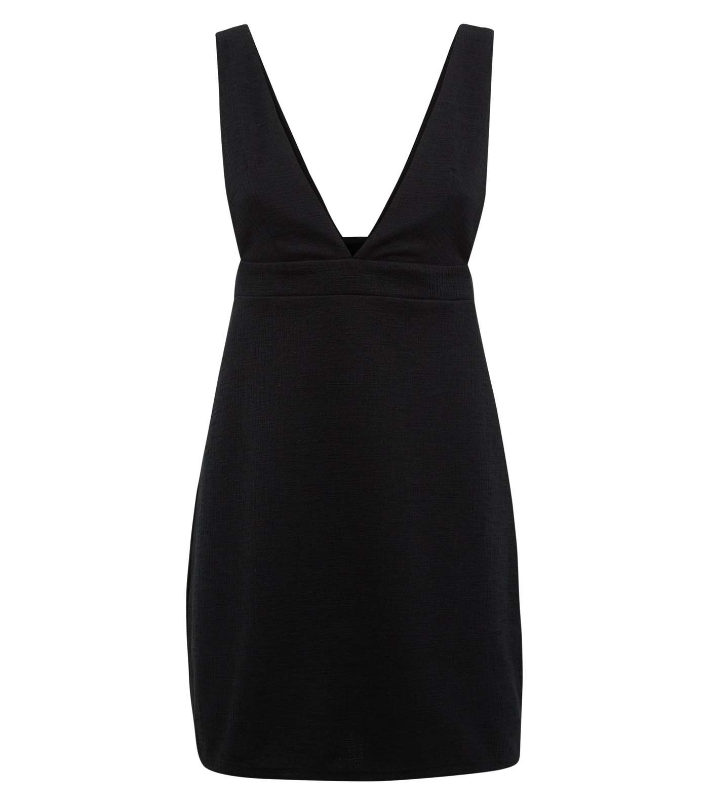 Petite Black V Neck Mini Pinafore Dress Image 4