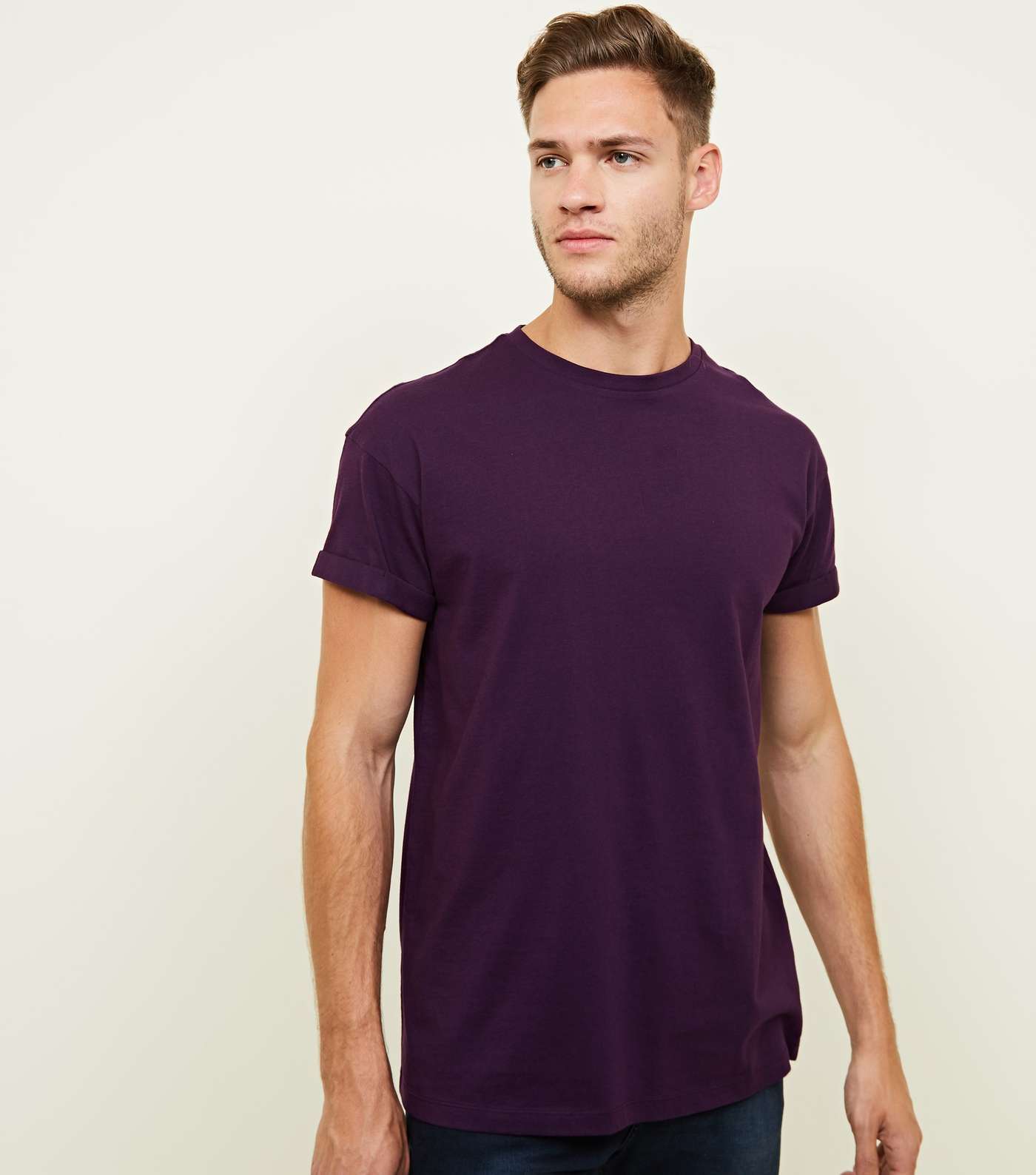 Purple Rolled Sleeve T-Shirt