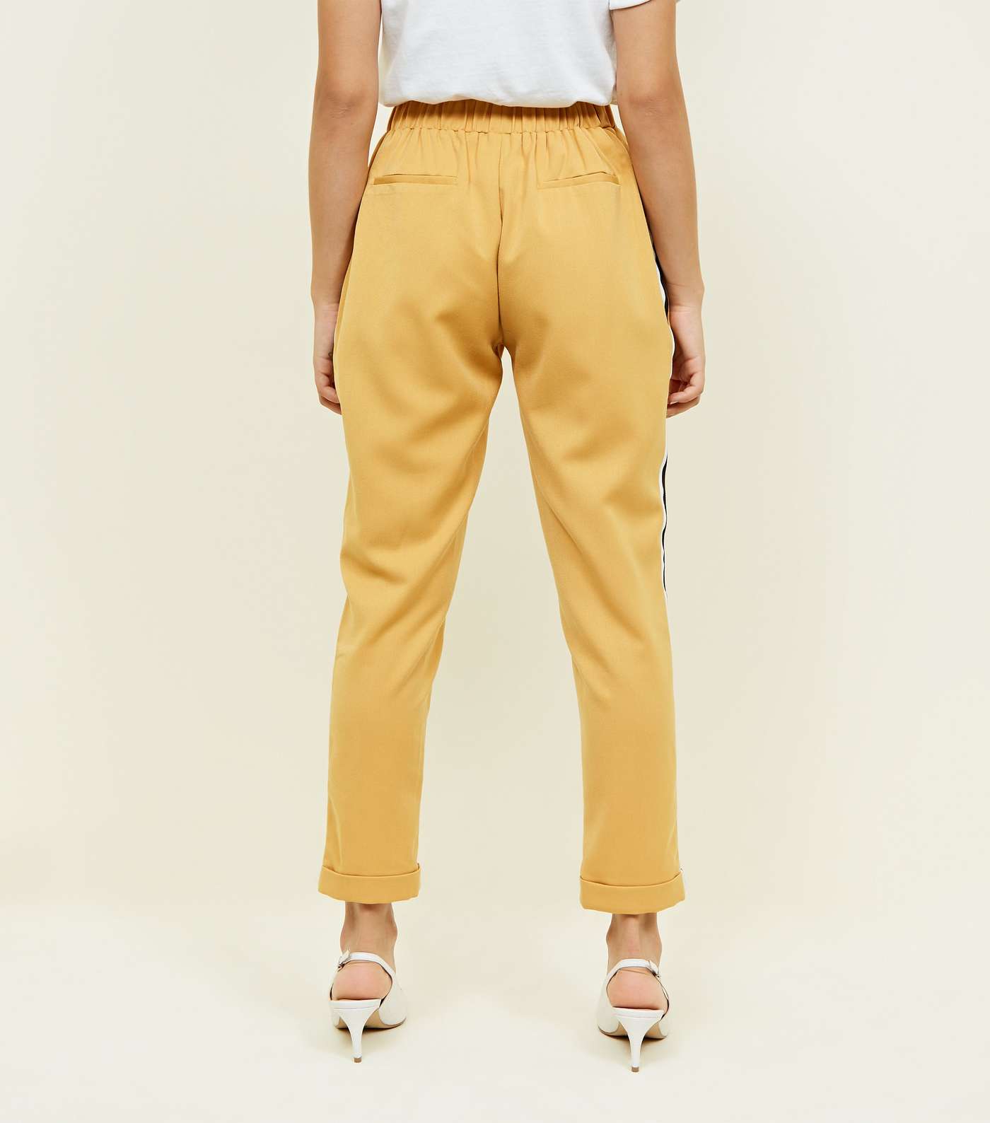 Mustard Side Stripe Slim Leg Trousers Image 3