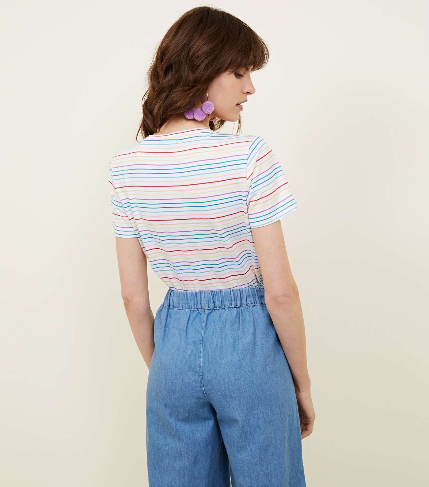 Rainbow Stripe Excusez Moi Embroidered T-Shirt Image 3