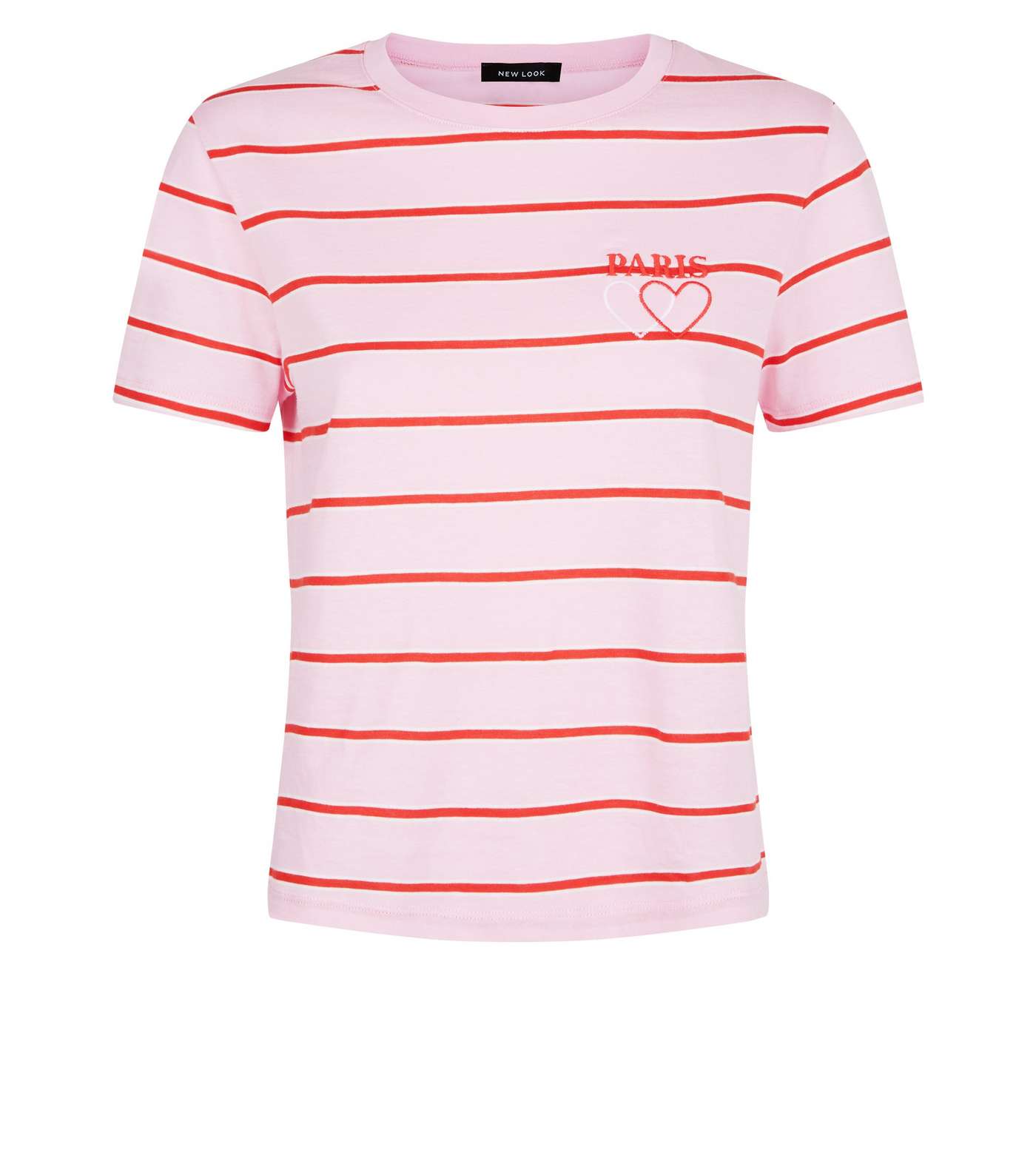 Pink Stripe Paris Heart Logo T-Shirt Image 4