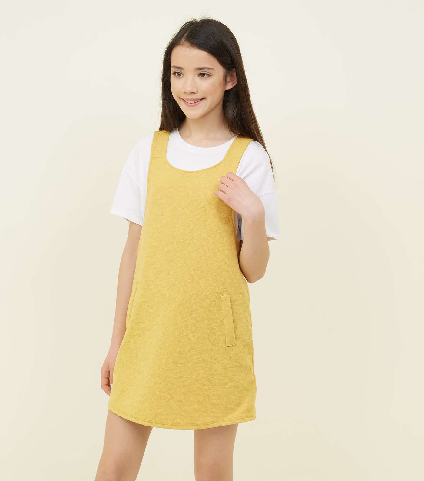 Girls Mustard Pinafore Dress