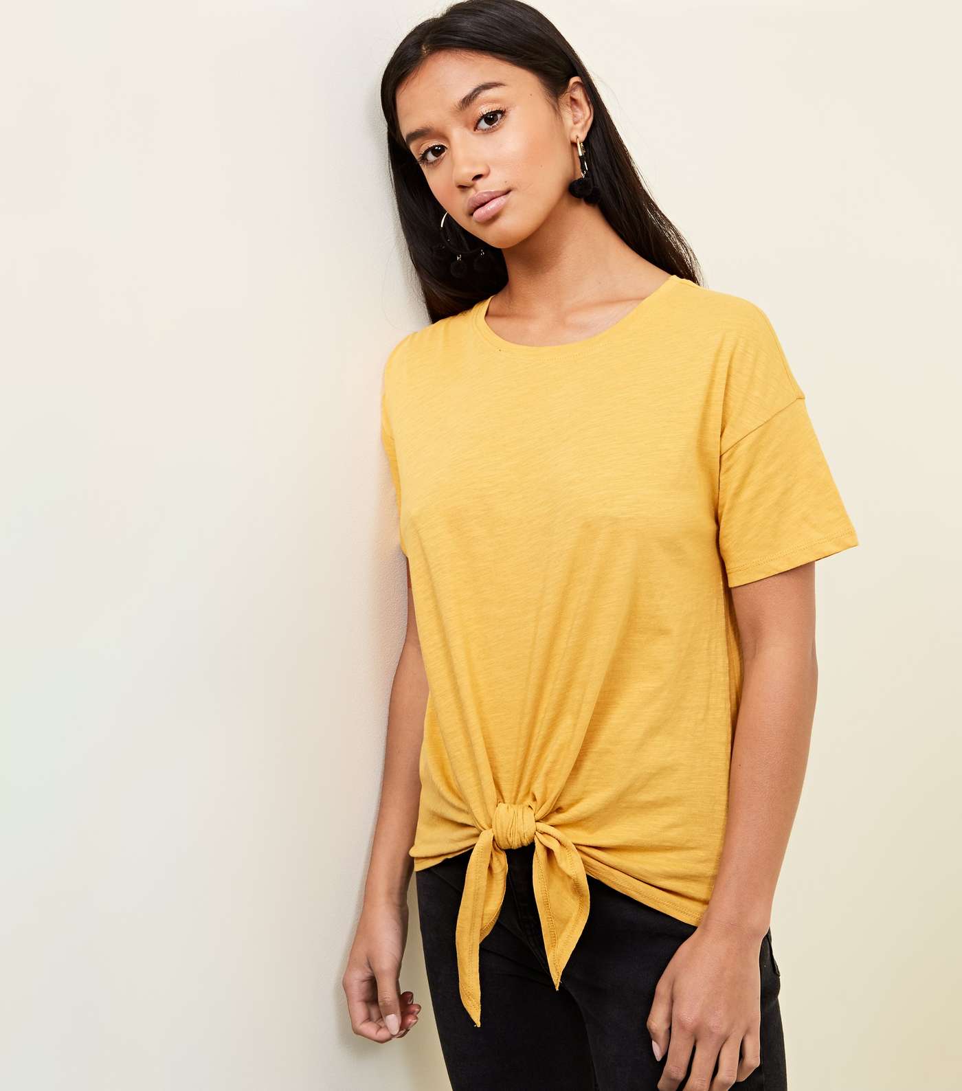 Petite Yellow Tie Front Jersey T-Shirt  Image 5