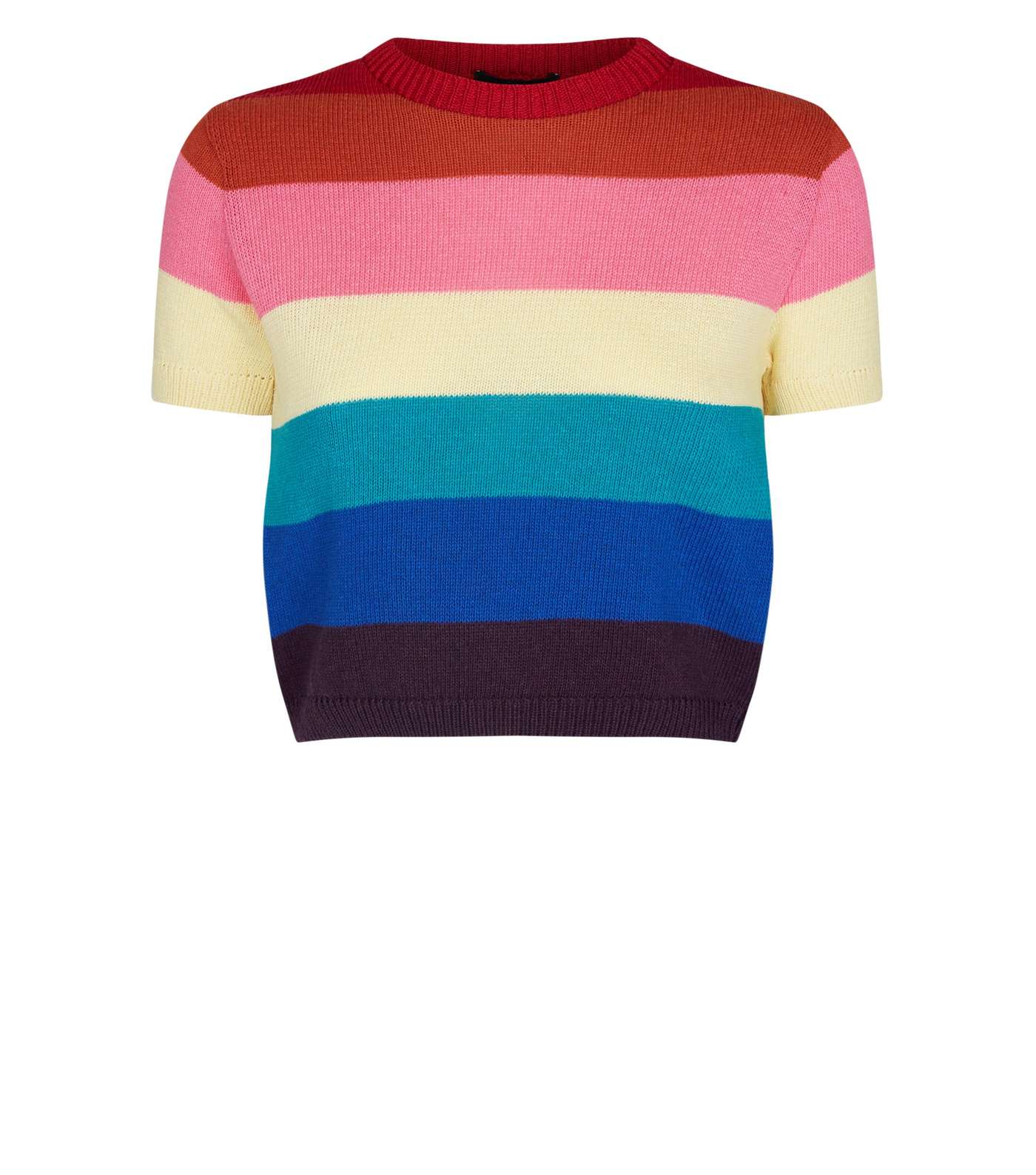 Rainbow Stripe Short Sleeve Crop Jumper Image 4