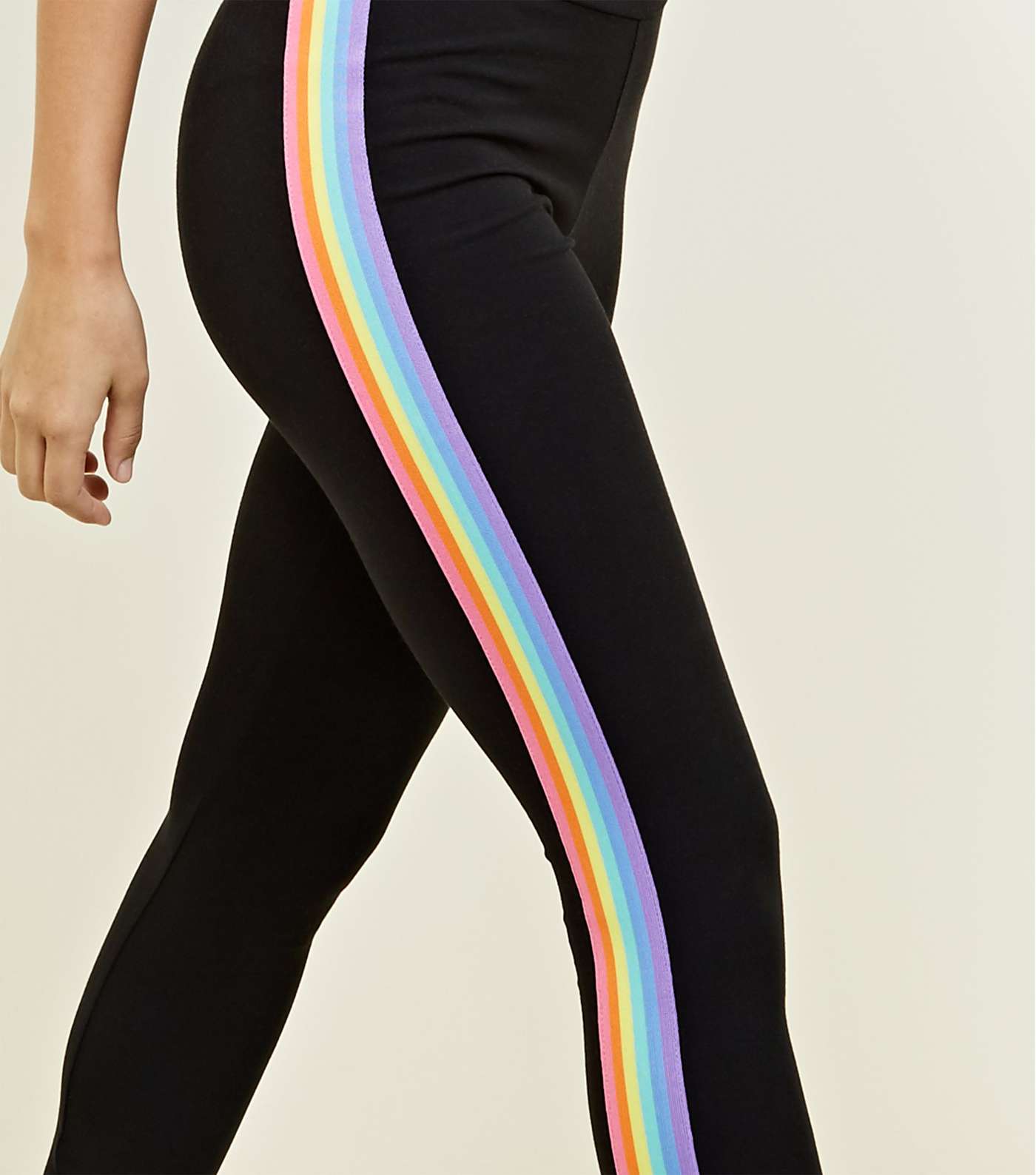 Black Rainbow Tape Side Leggings Image 6