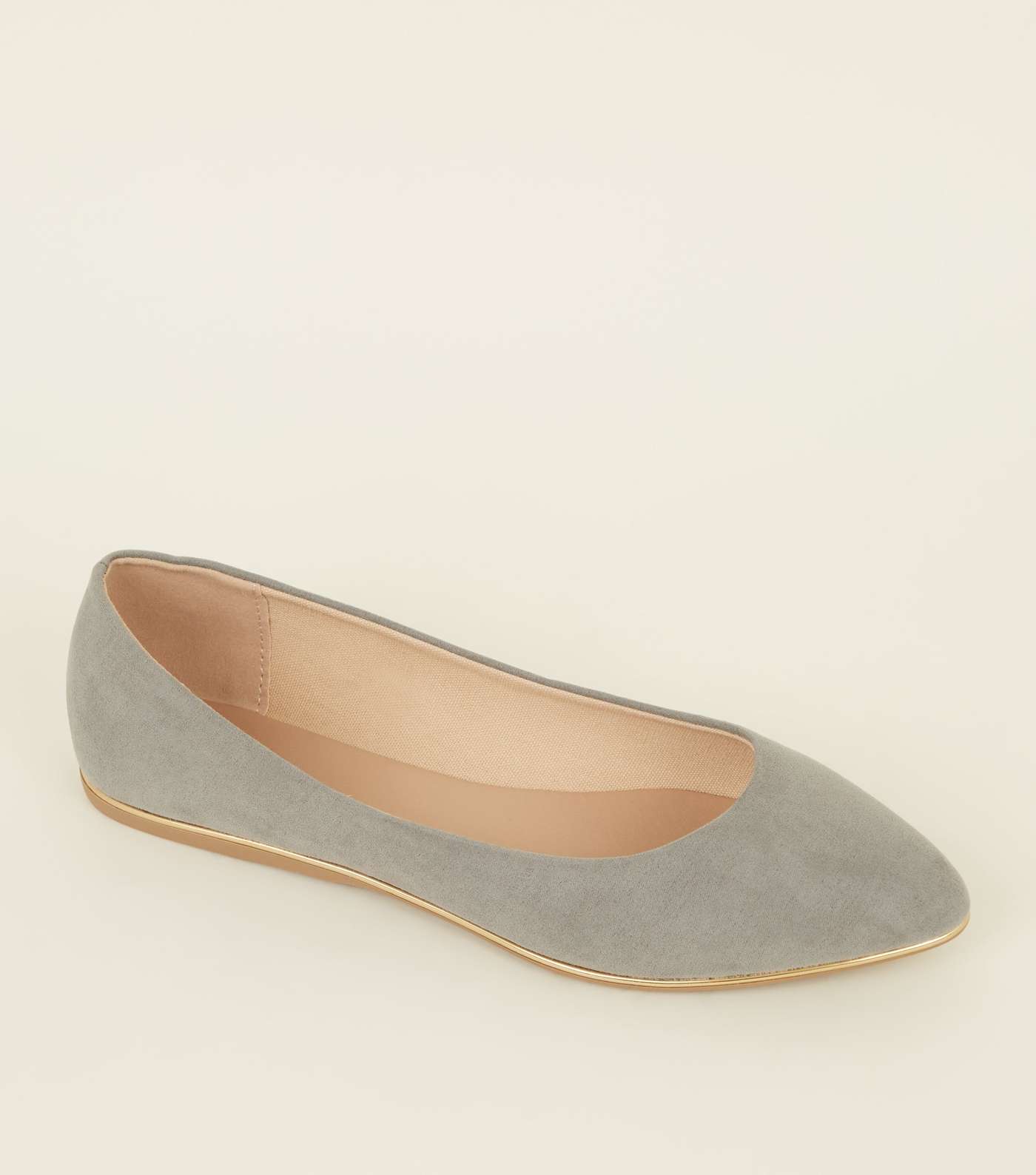 Wide Fit Grey Piped Edge Pointed Pumps