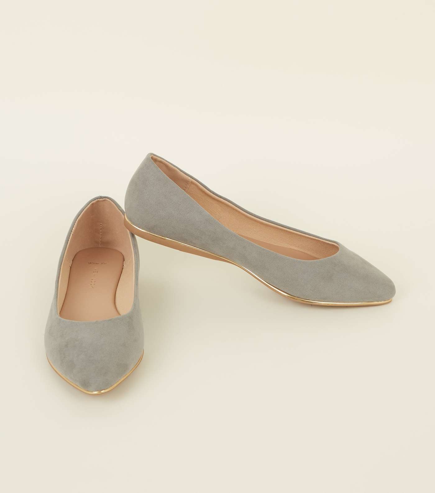 Wide Fit Grey Piped Edge Pointed Pumps Image 3