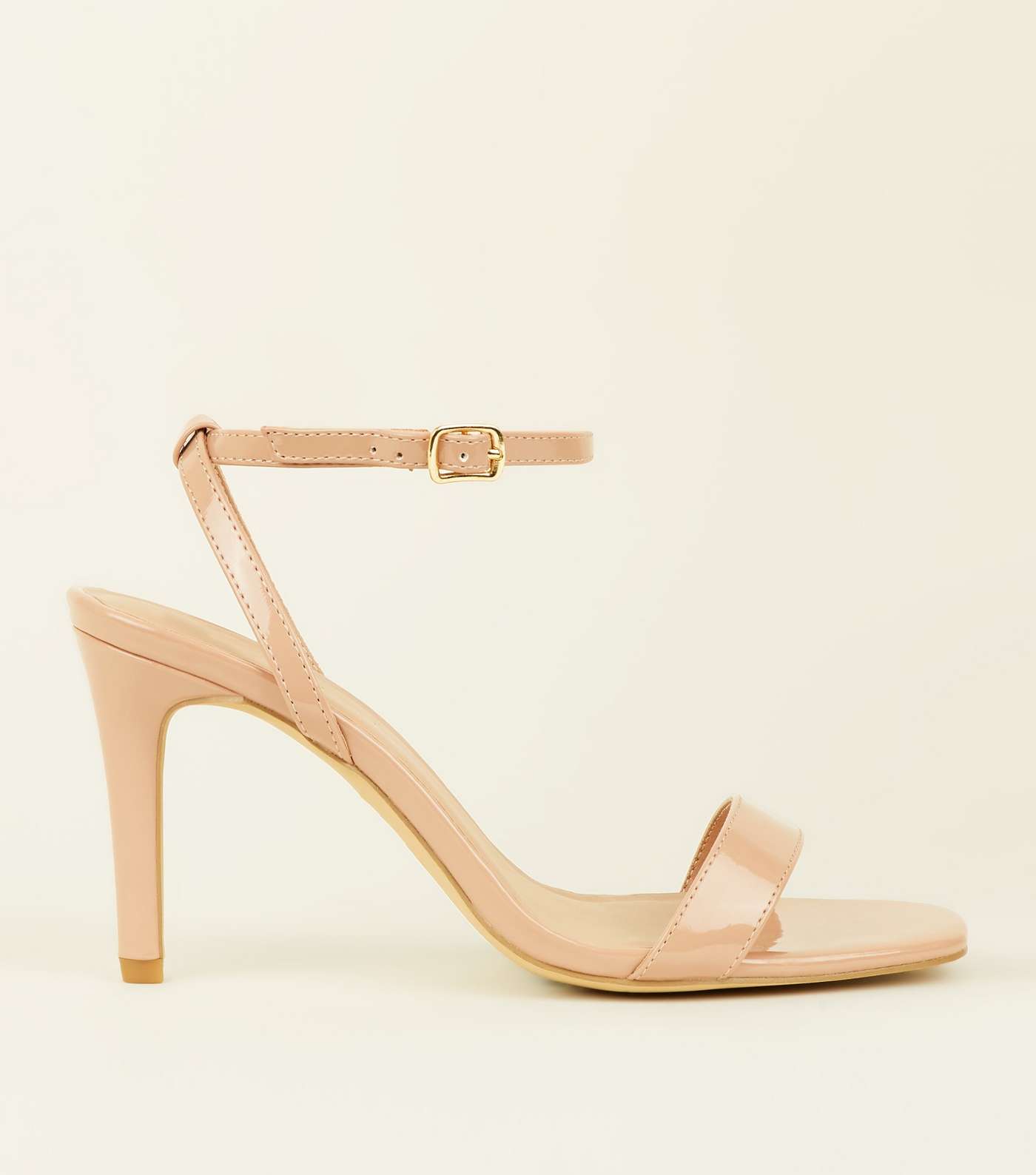 Wide Fit Nude Patent Square Toe Heels