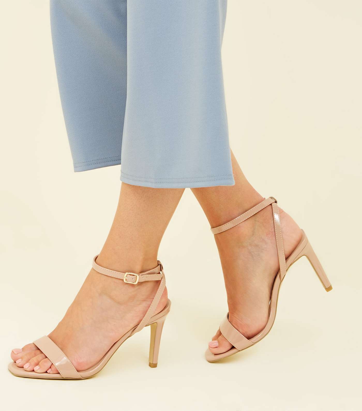 Wide Fit Nude Patent Square Toe Heels Image 5