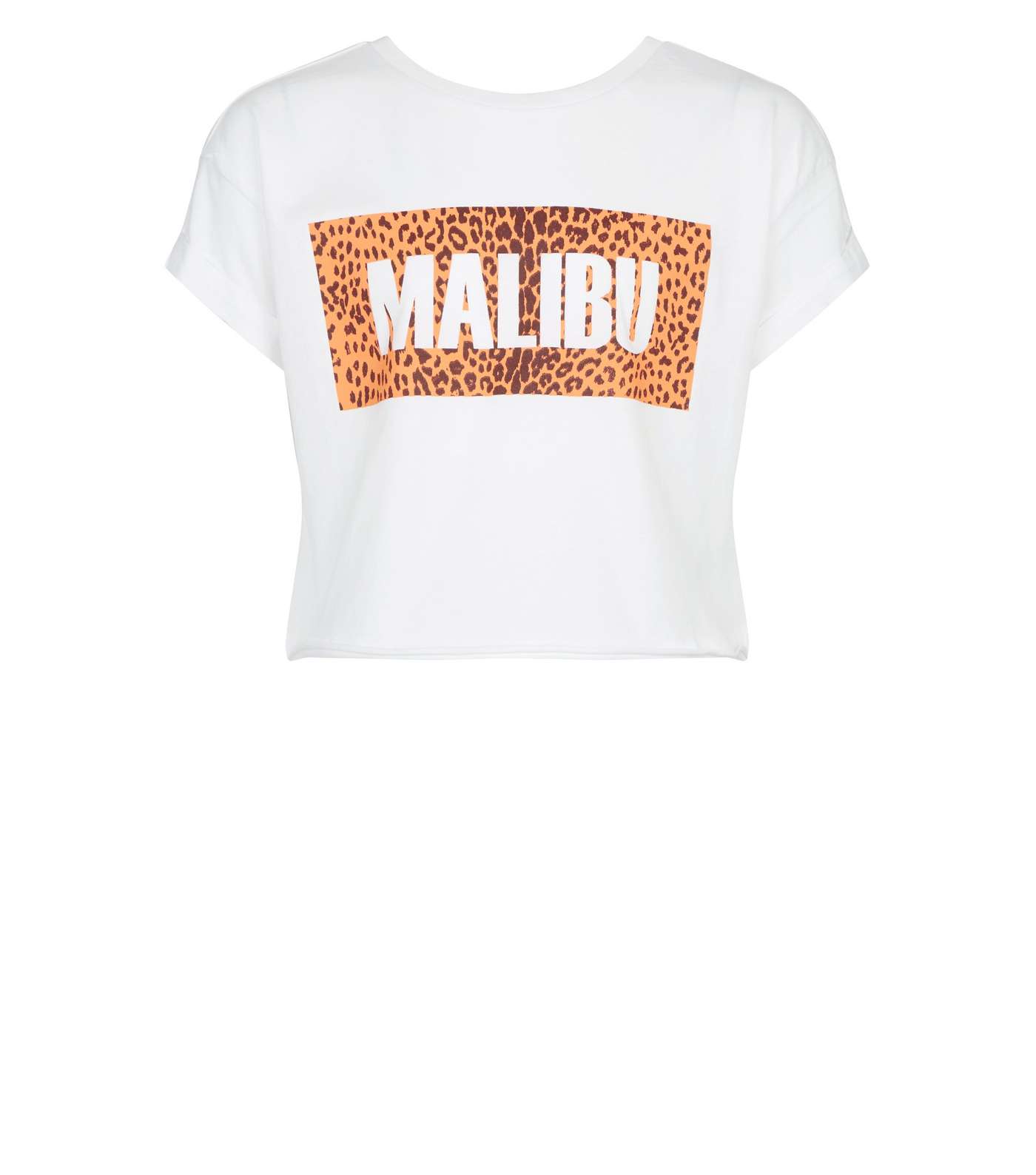 Girls White Malibu Leopard Print Box T-Shirt Image 4