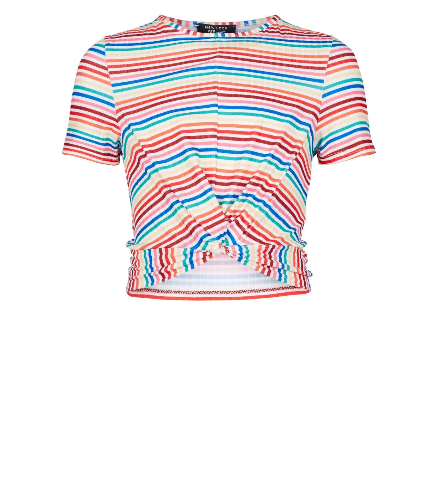 Teens Rainbow Stripe Twist Front T-Shirt Image 4